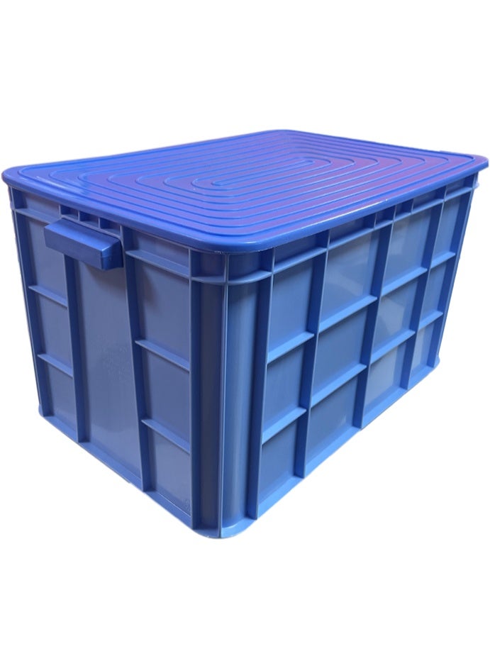 Ethic Solutions Fish Crate Storage Crate Storage Box Organizer Bin Stackable Basket Heavy Duty Reinforced Walls Anti-Slip Grid Base UV Stabilized Fade-Resistant Easy Handling for Seafood Food Storage Transport – 600 x 400 x 280 mm 67 Liters (BLUE)  - Image 2
