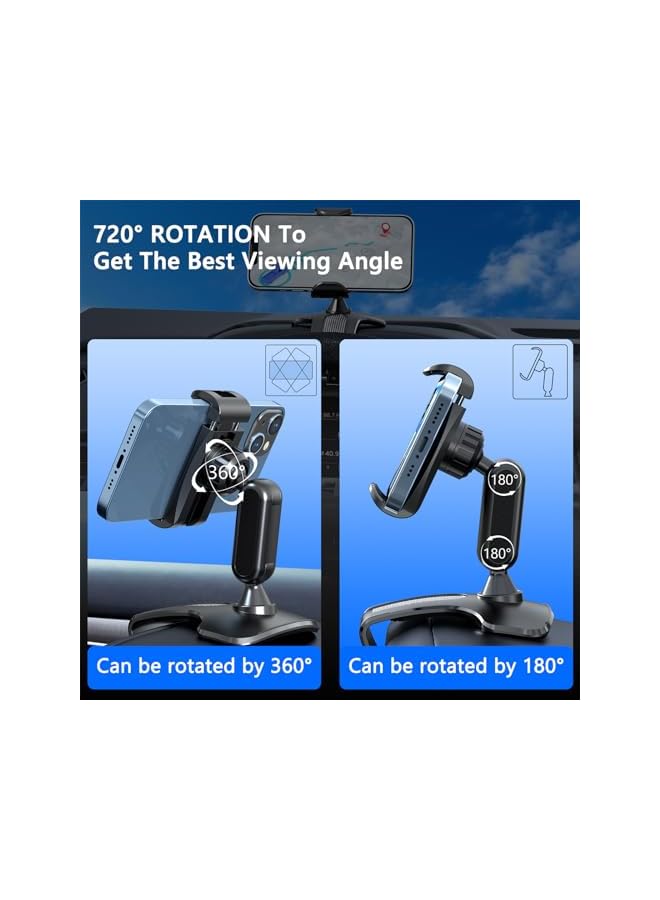 S-TOP Car Dashboard Phone Clip Holder, 360° Rotating Dash Steering Wheel Cell Phone Clamp Mount Stand Compatible with 4-7 Inch Smartphones (Black) - Image 4
