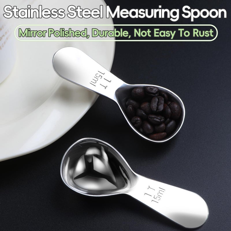 Quazake Coffee Scoop 1 Tablespoon Scoop Measuring Spoon for Ground Coffee 2 Pieces,Stainless Steel Small 1 Tbsp Coffee Spoons Measure Protein Powder Suger Bean,Short Handle Fits into Canisters.(1TBSP(15ML*2) - Image 5