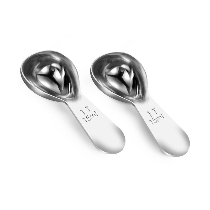 Quazake Coffee Scoop 1 Tablespoon Scoop Measuring Spoon for Ground Coffee 2 Pieces,Stainless Steel Small 1 Tbsp Coffee Spoons Measure Protein Powder Suger Bean,Short Handle Fits into Canisters.(1TBSP(15ML*2) - Image 1