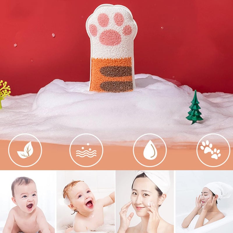 windforgecraft Soft Body Sponge for Shower - Cute Cat Paw Loofah Exfoliator Body Scrubber | Bathing Accessories Soft Body Scrubber for Men Women - Image 4