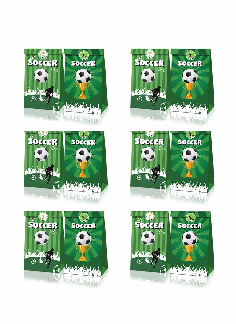 Excefore Paper Party Gift Bags 12 Pcs Soccer Party Candy Bags, Collection Paper Bags for Boys Kids Party Favor Supplies Decorations Theme Birthday Party Baby Party supplies Gift Bag Food Bags  - Image 1