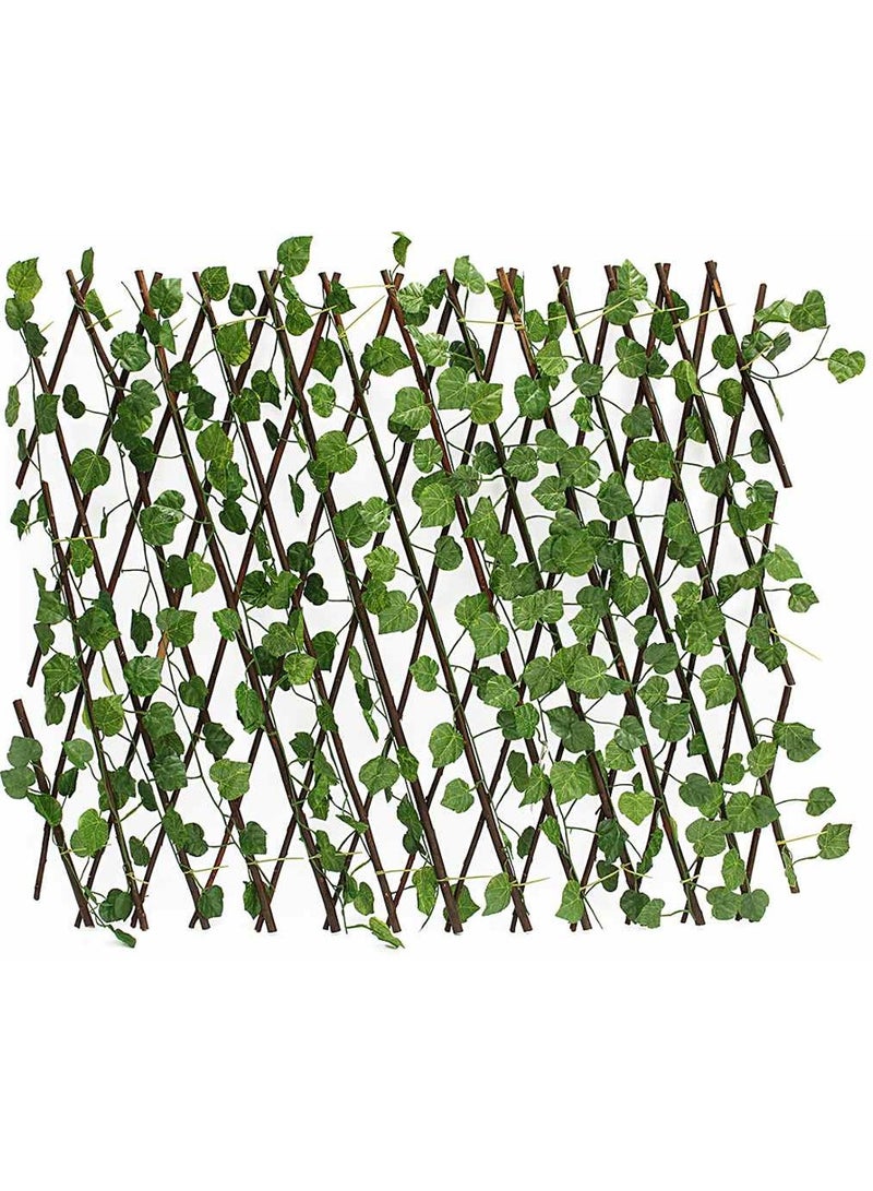 DubaiGallery Fence with Artificial Plants, Expandable Green Leaves Wicker for Home Garden Villa Outdoor Decoration - Image 1