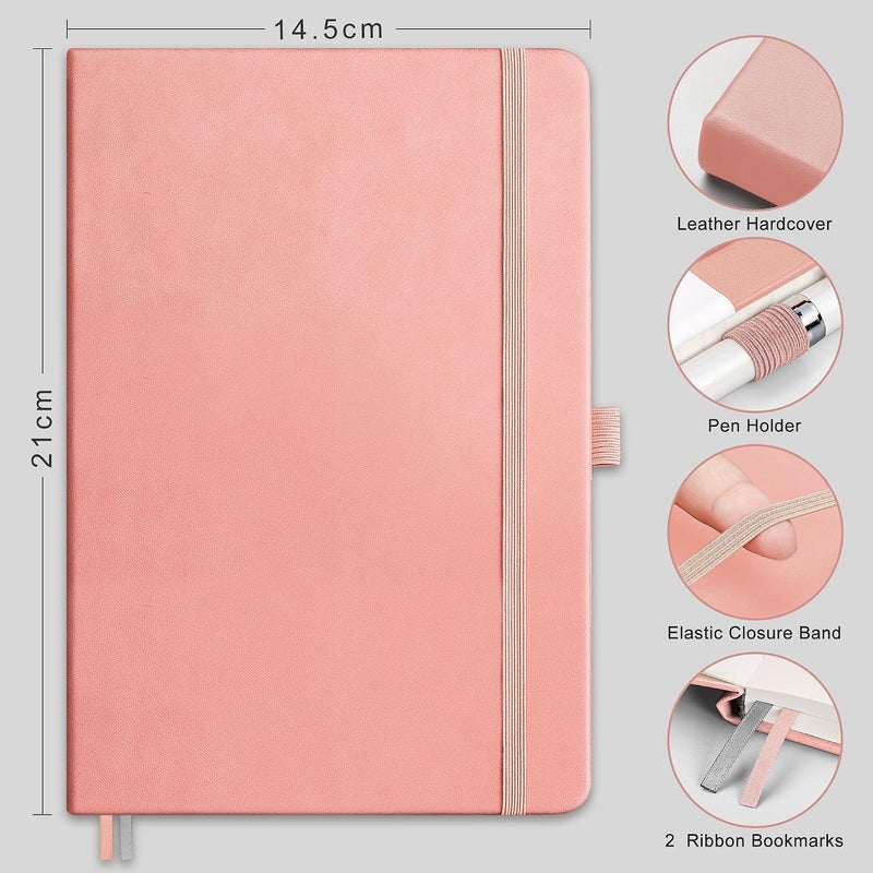 EMSHOI A5 Notebook Lined Journal - 120 GSM Paper Hardcover Notebook for Work, 160 Pages College Ruled Notebook, Leather Writing Journal for Women, Men, Work, School, 14.5 X 21 cm - Pink - Image 4