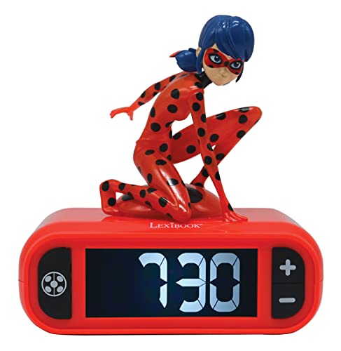 LEXiBOOK Miraculous Digital Alarm Clock with Night Light Snooze Clock Luminous Ladybug Red Colour RL800MI