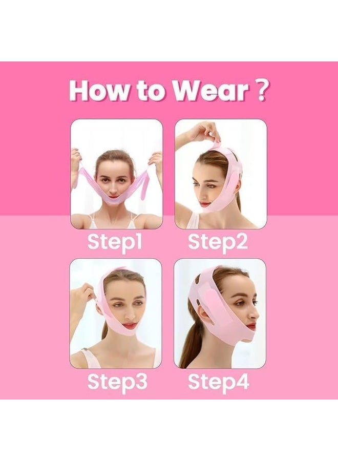 قناع وجه من السيليكون لشد وتحديد ملامح الوجه، لون وردي - Image 4