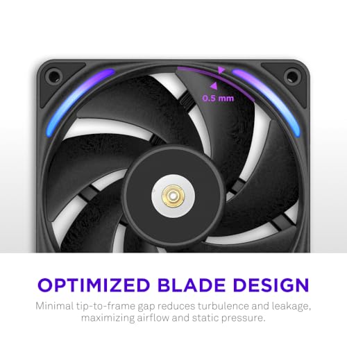NZXT F240X Performance Single-Frame Fan - 2X 120mm PWM RGB PC Case Fans - Max Airflow & Static Pressure - Low Noise - LCP Frame & Blades - Magnetic Fluid Dynamic Bearing - 30mm Thick - Black - Image 4