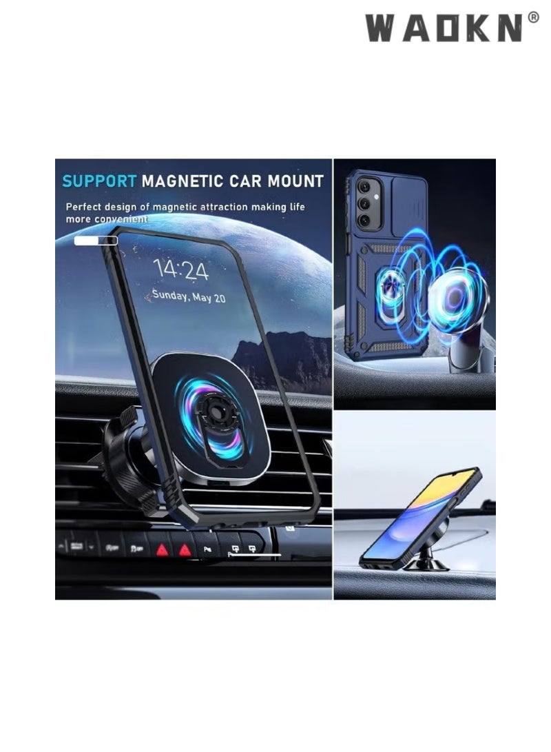 دبليو أيه أو كي أن جراب هاتف متوافق مع Samsung Galaxy A15، مع غطاء للكاميرا، اختبار مقاومة الصدمات، غطاء هاتف مقاوم للصدمات تم اختباره ضد السقوط، حامل مدمج بحلقة دوارة 360 درجة، - Image 2