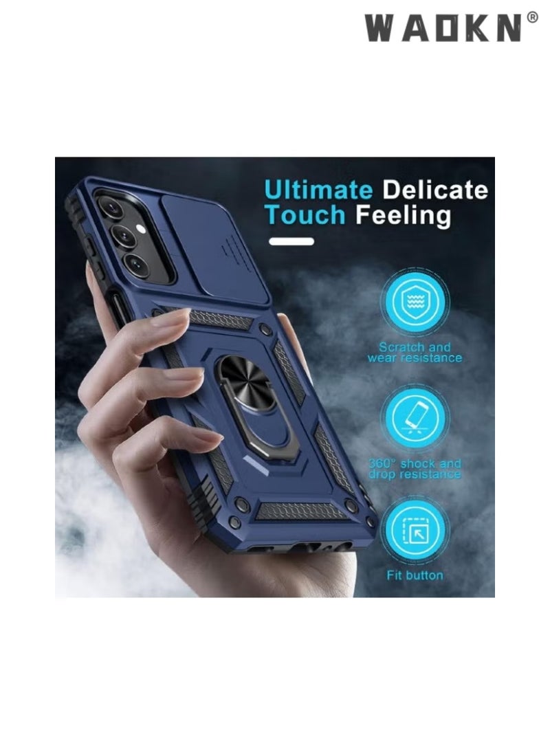 دبليو أيه أو كي أن جراب هاتف متوافق مع Samsung Galaxy A15، مع غطاء للكاميرا، اختبار مقاومة الصدمات، غطاء هاتف مقاوم للصدمات تم اختباره ضد السقوط، حامل مدمج بحلقة دوارة 360 درجة، - Image 3