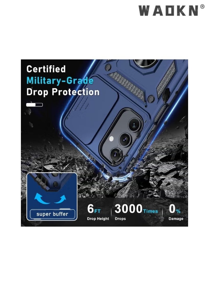 دبليو أيه أو كي أن جراب هاتف متوافق مع Samsung Galaxy A15، مع غطاء للكاميرا، اختبار مقاومة الصدمات، غطاء هاتف مقاوم للصدمات تم اختباره ضد السقوط، حامل مدمج بحلقة دوارة 360 درجة، - Image 4
