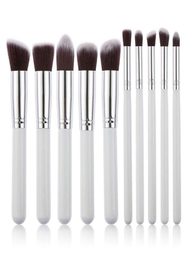 Women's & Girl's Mini Makeup Brushes Colour- White - Set of 10 Pcs - Image 1