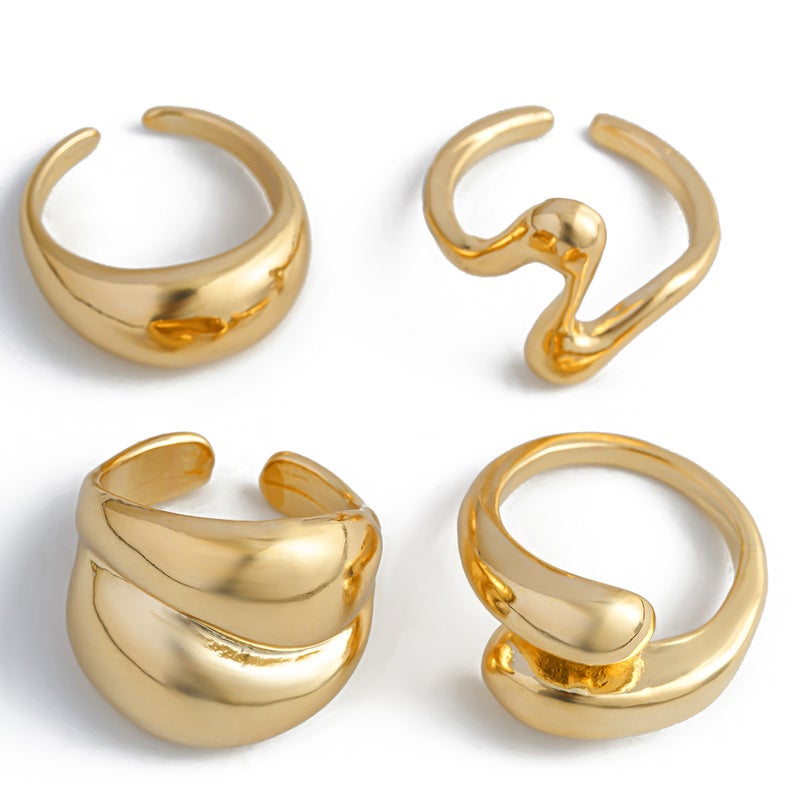 SHIXIN European and American Style Geometric Ring, Unique Open-Finger Design with Lava Metal Finish - Image 5