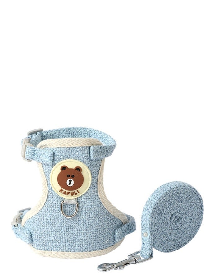 Small Dog Harness and Leash Set, No Pull Adjustable Reflective Breathable Mesh Step in Dog Harness Easy Walk Dog Harness for Extra Small/Small Medium Dog Cats Puppy Outdoor Hiking Training（blue）