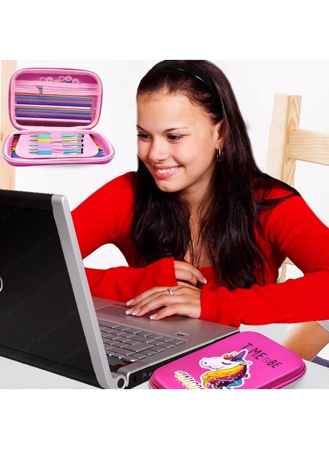 FunBlast Pencil Pouches for Girls Stylish, Unicorn Pencil Pouch for Girls - Pencil Pouches for Kids, Pencil Case for Girls, Multipurpose Zipper Pencil Case (Unicorn_Light Pink) - Image 2