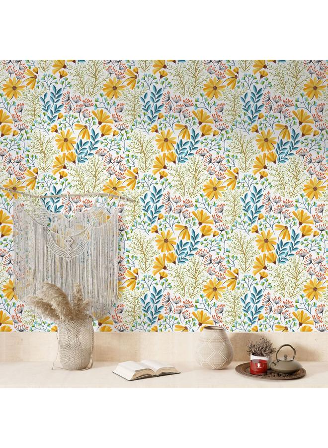 Bluejw Small Fresh Green Plant Flower And Leaf Lemon Self-adhesive Wallpaper Wallpaper Bedroom Hotel Decoration Wallpaper RW181-200 - Image 2