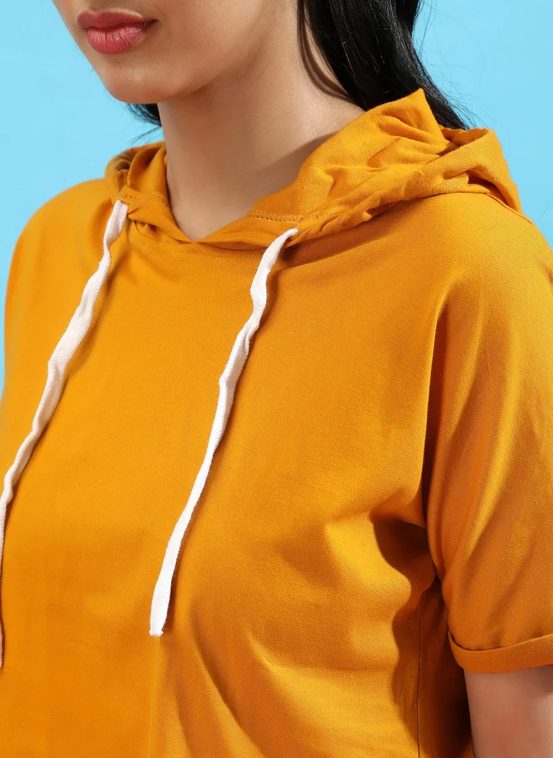 PINACOLADA Women's Mustard Yellow Solid Crop Top