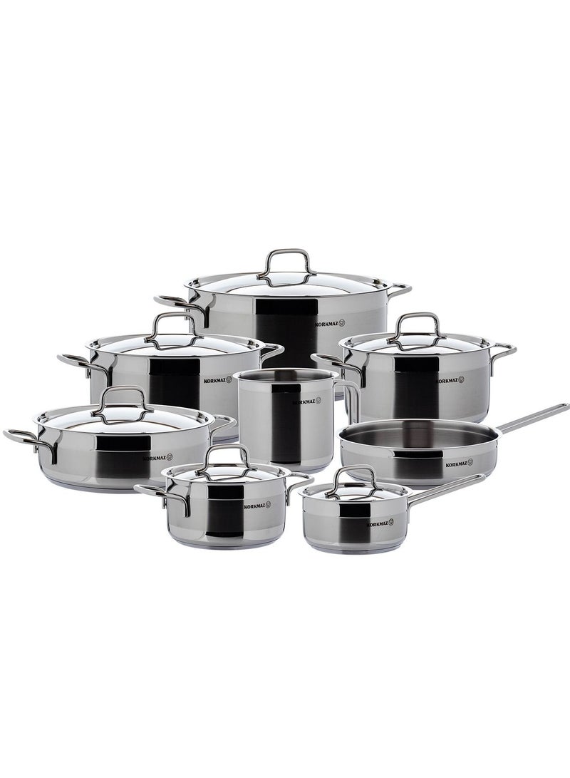 Korkmaz Alpha steel cookware set 14 pieces - Image 2