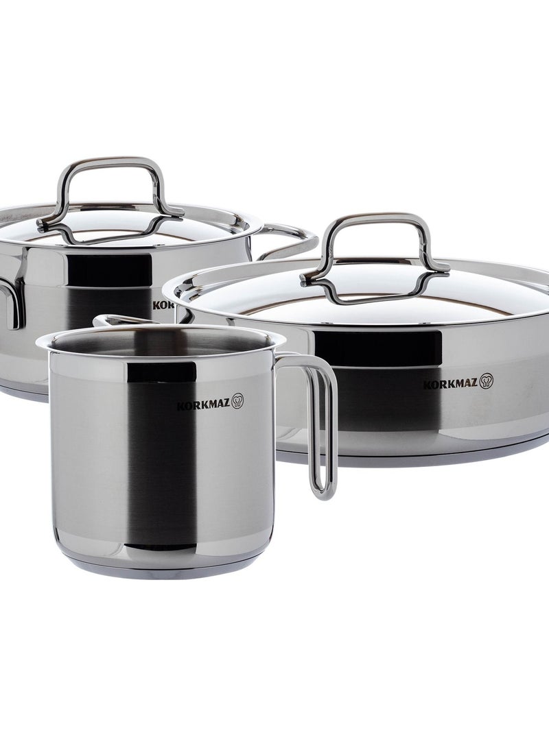 Korkmaz Alpha steel cookware set 14 pieces - Image 3