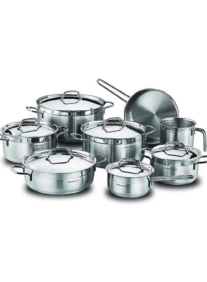 Korkmaz Alpha steel cookware set 14 pieces - Image 1