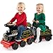 OLAKIDS 6V 2Seater Ride on Train with Carriage Storage Train Whistle Music Lights for 18 Months 2 Seaters Retro - Image 2