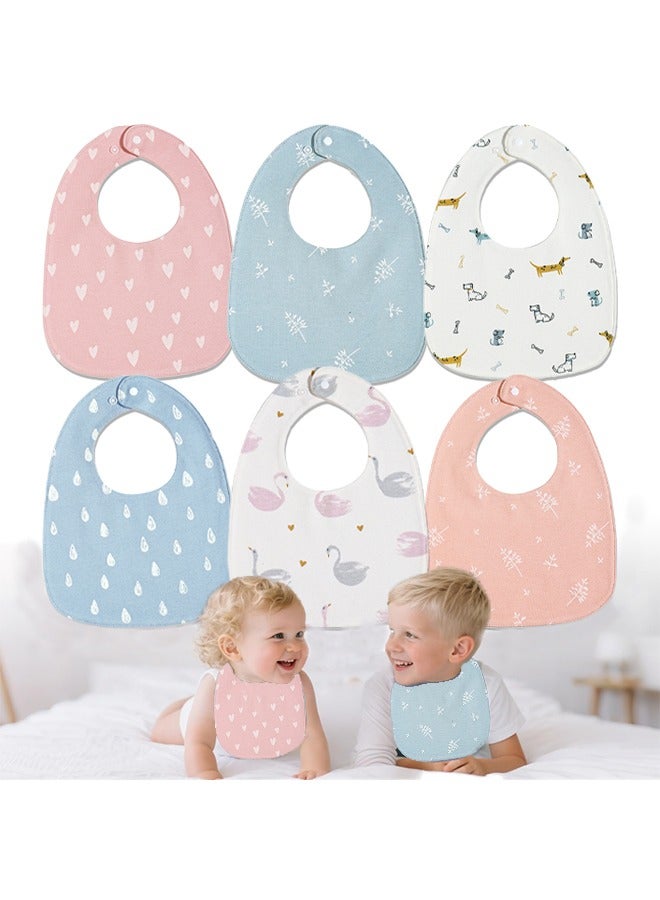 insular 6 Pack Dribble Bibs, Soft Cotton Baby Teething Bibs Waterproof Drool Bibs (Multicolour) - Image 1
