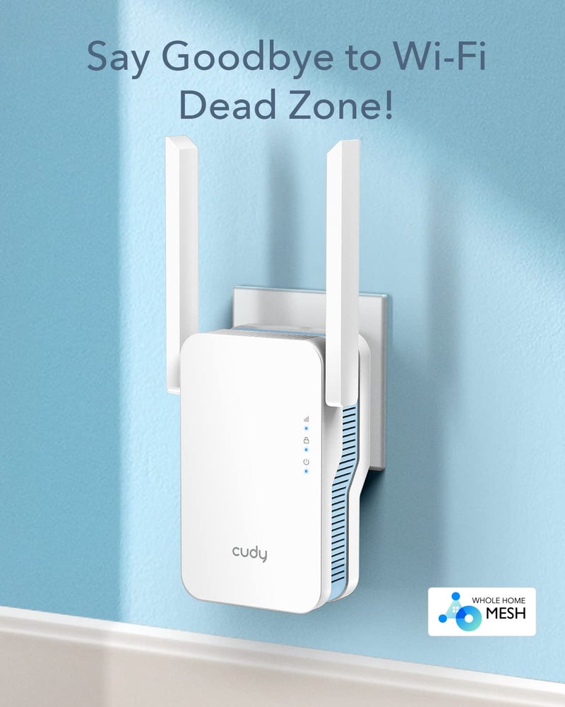cudy موسع واي فاي كودي AC1200، معزز إشارة المنزل 1.2Gbps، مزدوج النطاق 5GHz/2.4GHz، يغطي حتى 1500 قدم مربع و30 جهاز، وضع AP، مدعوم بشبكة الميش، RE1200 - Image 2