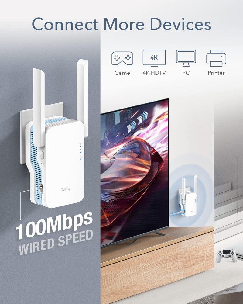 cudy موسع واي فاي كودي AC1200، معزز إشارة المنزل 1.2Gbps، مزدوج النطاق 5GHz/2.4GHz، يغطي حتى 1500 قدم مربع و30 جهاز، وضع AP، مدعوم بشبكة الميش، RE1200 - Image 5