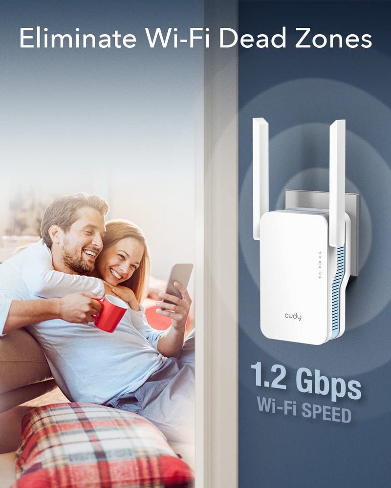 cudy موسع واي فاي كودي AC1200، معزز إشارة المنزل 1.2Gbps، مزدوج النطاق 5GHz/2.4GHz، يغطي حتى 1500 قدم مربع و30 جهاز، وضع AP، مدعوم بشبكة الميش، RE1200 - Image 3
