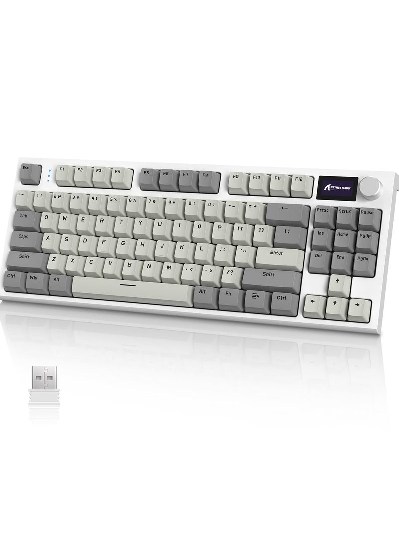 Attack Shark K86 RGB 75% Wireless Gasket Mechanical Keyboard,Triple Mode Bluetooth5.0/2.4G/USB-C 82 Keys Hot Swappable Gaming Keyboard 4000 mAH Battery w/Knob & 1.2'' HD OLED Display,Linear Switches  - Image 1