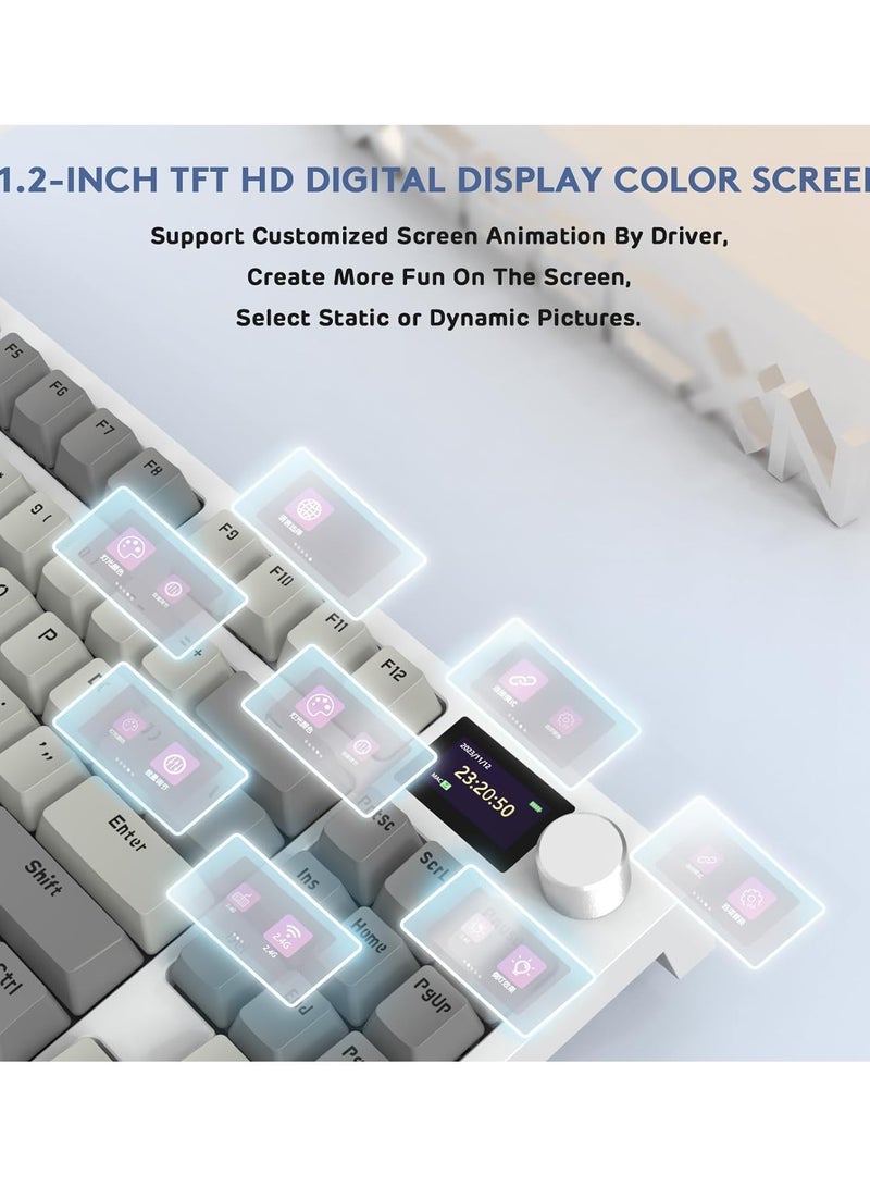 Attack Shark K86 RGB 75% Wireless Gasket Mechanical Keyboard,Triple Mode Bluetooth5.0/2.4G/USB-C 82 Keys Hot Swappable Gaming Keyboard 4000 mAH Battery w/Knob & 1.2'' HD OLED Display,Linear Switches  - Image 4