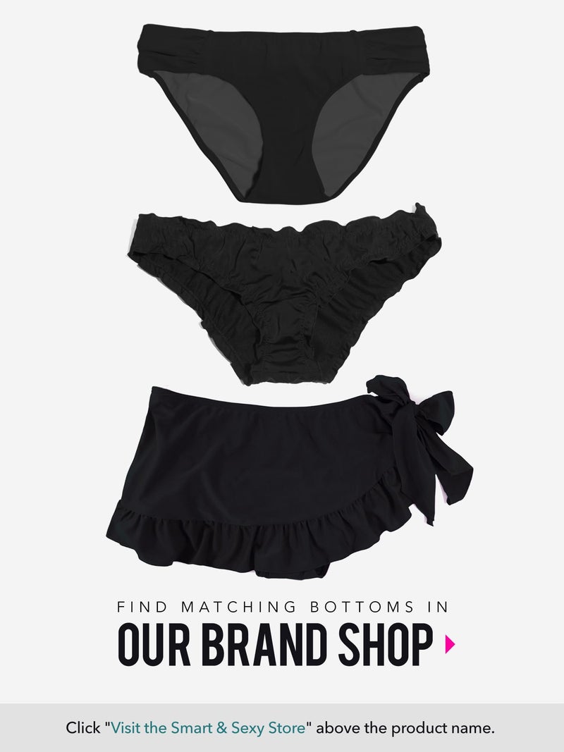 Smart & Sexy womens Plus-size Long Lined Underwire Top fashion bikini sets, Black Hue, 38DD US - Image 5