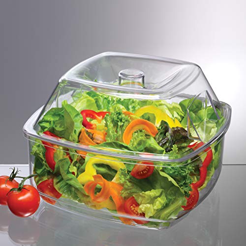 Prodyne Acrylic Flip Salad On Ice Bowl with Lid, 2pc Set, 10", Clear - Image 2