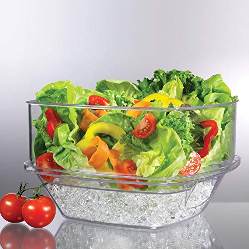 Prodyne Acrylic Flip Salad On Ice Bowl with Lid, 2pc Set, 10", Clear - Image 3
