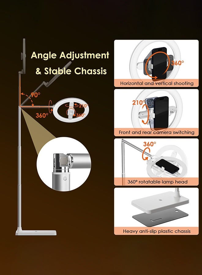 WALALLA All-in-One Professional Ring Light & Overhead Tripod Kit: 25cm Dimmable RGB Selfie Circle Light with Phone Mount & Sturdy Stand for Live Streaming, Video Recording, Content Creation, TikTok, YouTube, Photography, Online Teaching, Video Calls - Image 3