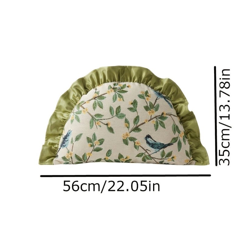 Apricot Vintage Magpie Ruffled Edge Dumpling Pillow With Filling - Image 3
