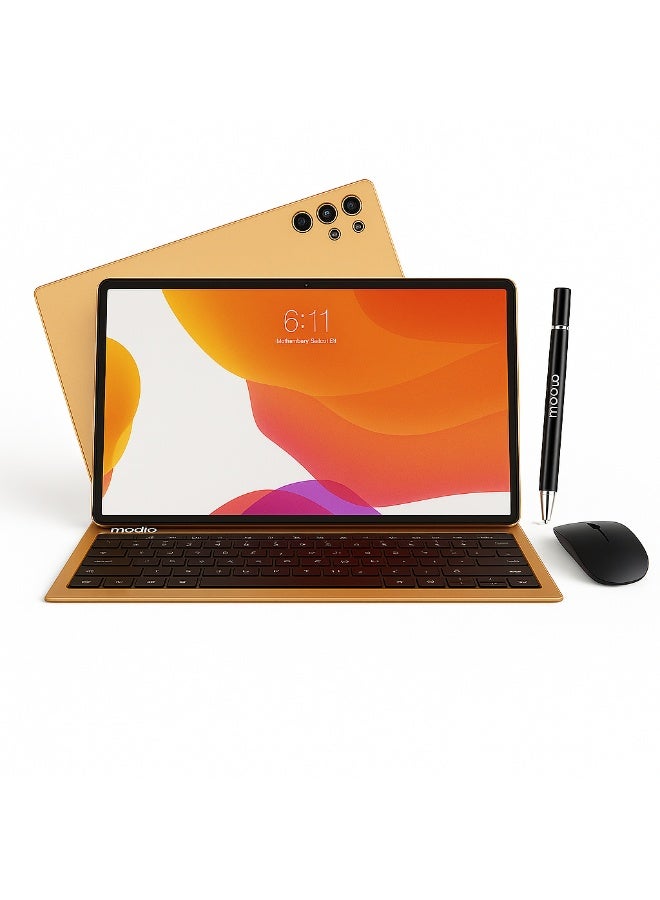 MODIO TAB Modio M39 Tablet – 10.1 Inch HD IPS Display, Android 13, 12+512GB, Dual SIM 4G, 13MP+5MP Camera, 8000mAh Battery, with Keyboard, Mouse, Pen, Case & OTG Adapter (Gold) - Image 1