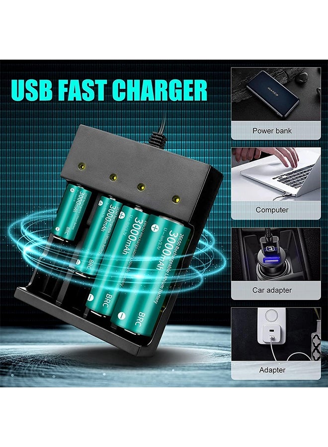 Quantum Battery Charger, USB Smart Battery Charger 4 Slot 5V, USB Charger for 3.7V 18500 I865O Batteries - Image 4