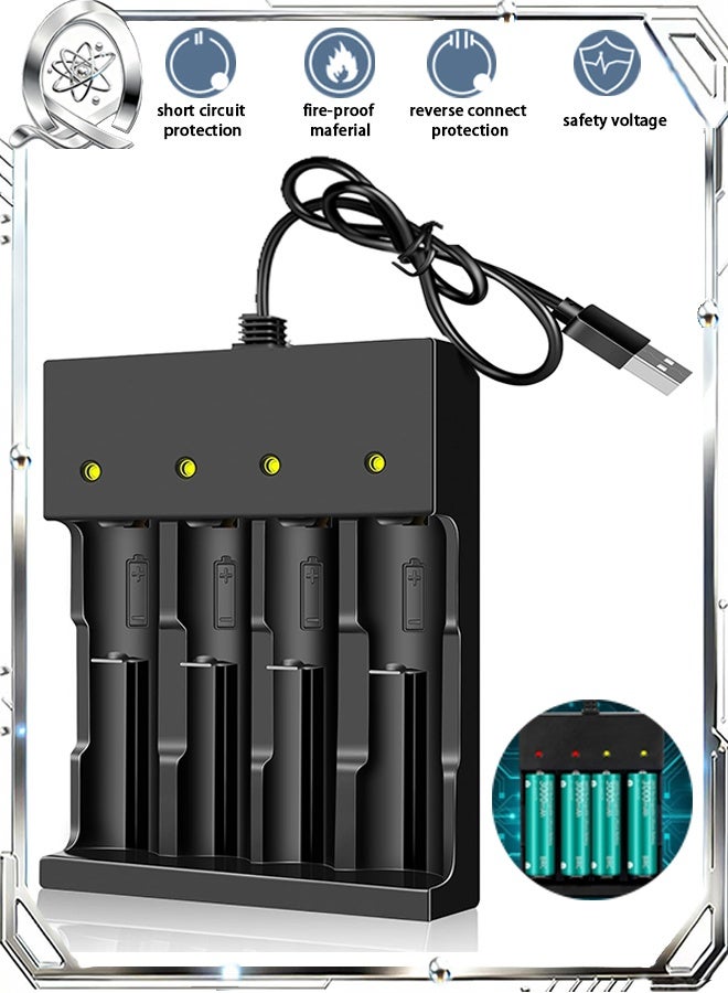 Quantum Battery Charger, USB Smart Battery Charger 4 Slot 5V, USB Charger for 3.7V 18500 I865O Batteries - Image 1