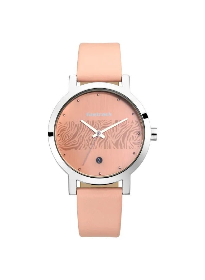 fastrack ساعة يد جلدية نسائية بتصميم دائري تناظري - 6222SL03 - 42.6 مم - Image 3