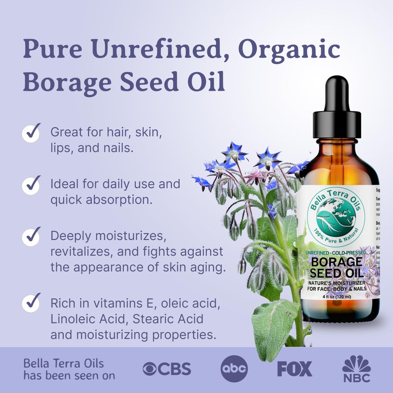 Bella Terra Oils - Organic Borage Seed Oil 16 oz - Unveiling the Power of GLA & Vital Vitamins, Pure Nourishment, Elevate Every Skin Care Routine - Image 3