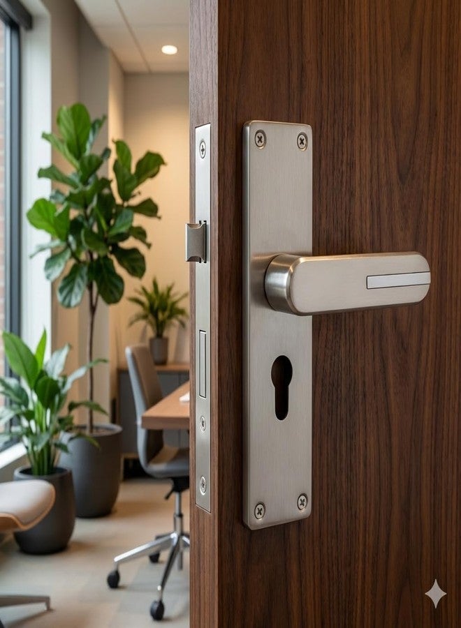 KI SHIELD MH 1001 Zinc 8 inch Mortise Door Handleset | 70mm 6 Lever Brass Cylindrical Lock Set Satin matt Finish | Heavy-Duty Door Locks for Home Main Door, Living Room,Bedroom, 2 Years Warranty - Image 3