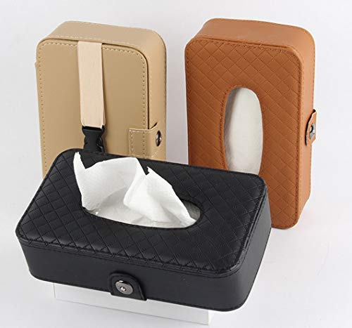 KolorFish Headrest Car Tissue Holder, Car Back Seat Hanging Tissue Holder with PU Leather, Tissue Box Holder (Tissues Included) Black - Image 5