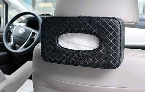 KolorFish Headrest Car Tissue Holder, Car Back Seat Hanging Tissue Holder with PU Leather, Tissue Box Holder (Tissues Included) Black - Image 1