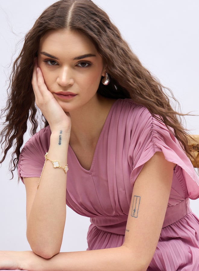 ستايلي فستان ماكسي بأكمام طويلة مكشكشة وخصر مطاطي - Image 4