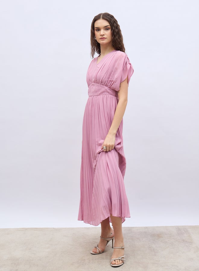 ستايلي فستان ماكسي بأكمام طويلة مكشكشة وخصر مطاطي - Image 3