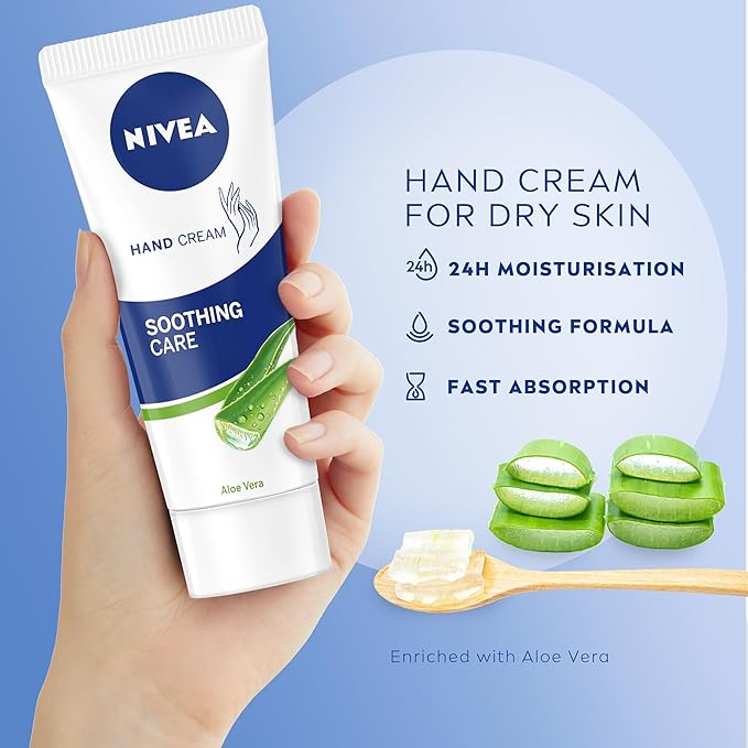 Nivea كريم اليدين المهدئ من نيفيا بالصبار 75 مل - كريم مرطب لليدين الجافة والمتشققة لمدة 24 ساعة - تركيبة غير دهنية وسريعة الامتصاص تهدئ البشرة - Image 4