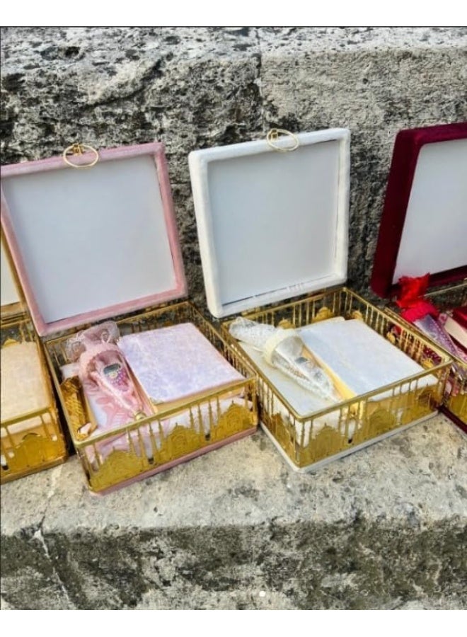 REBENUO Elegant Quran Gift Set with Velvet Box, Holy Quran, and Tasbih and Prayer Mat - Islamic Gift for Ramadan, Size 20-28 Cm box, Eid, or Wedding - Grey. - Image 3