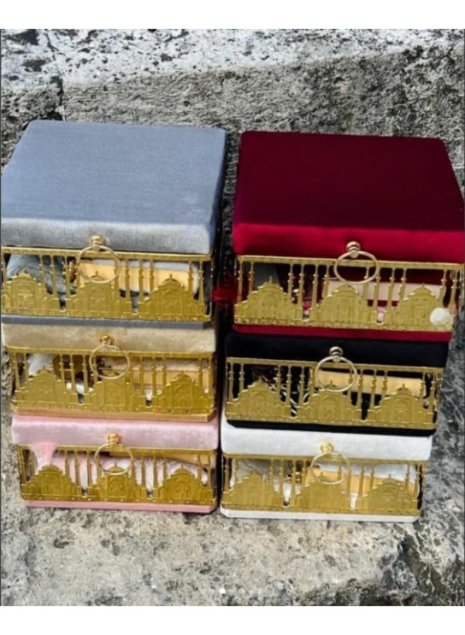 REBENUO Elegant Quran Gift Set with Velvet Box, Holy Quran, and Tasbih and Prayer Mat - Islamic Gift for Ramadan, Size 20-28 Cm box, Eid, or Wedding - Grey. - Image 4