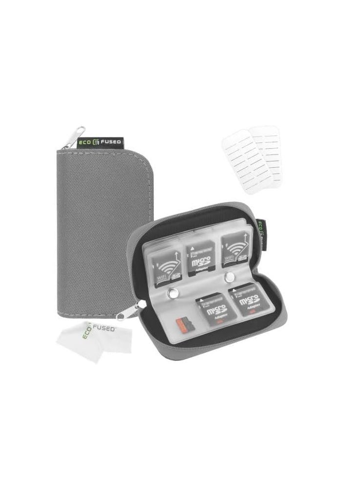 ECO-FUSED Memory Card Case - Holds 22 SD, SDHC, Micro SD, Mini SD, and 4 CF Cards - Grey