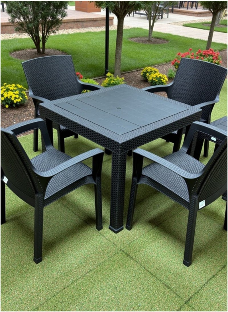 Concept home Dining Table Black Kitchen Dining Table 75*75cm Kitchen Table Plastic Coffee Table Tea Table Office Conference Pedestal Desk Small Modern Square Table for Living Room, Kitchen  - Image 1
